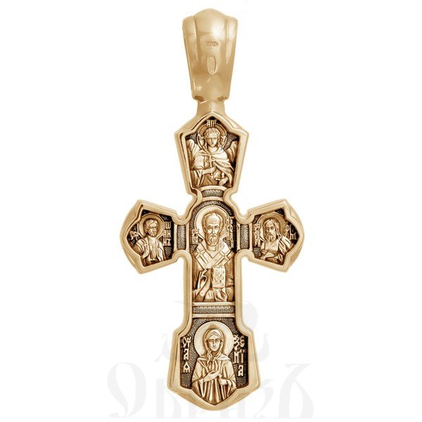 крест «распятие. свт. николай чудотворец», золото 585 проба желтое (арт. 201.243)