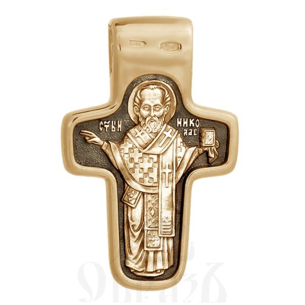 крест «спас нерукотворный. святитель николай чудотворец», золото 585 проба желтое (арт. 201.054)